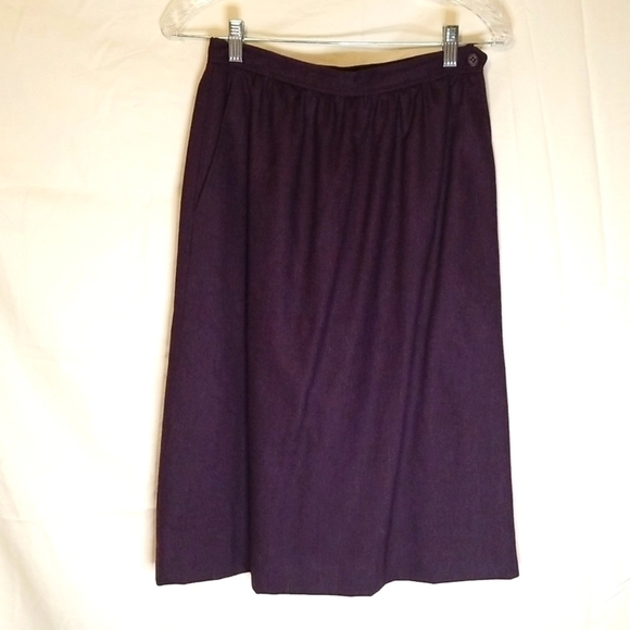 Evan Picone Vintage purple Wool Blend Midi A-line Skirt Size small EUC - Picture 1 of 8